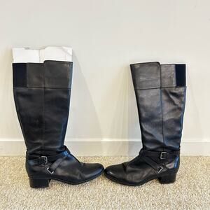 Bandolino Black Leather Collyer Knee High Heeled Riding Boots Size 9.5
